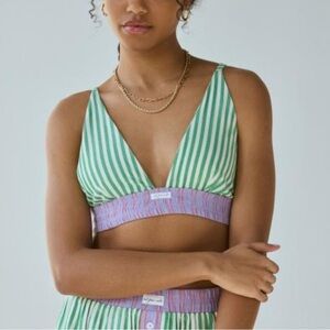 Urban Outfitters Green and Purple Striped Boxer Triangle Bralette Women’s Sz XS